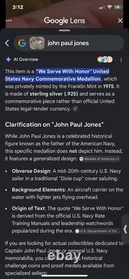 200th Anniversary Of US Navy PROOF SILVER. 925 / John Paul Jones-Franklin Mint