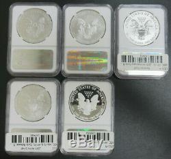 2011 P, W, S 25th Anniversary Silver Eagle 5 Coin Set NGC PF70, MS70 Early Release