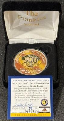 2011 Silver Eagle Colorized Indianapolis 500 100th Anniversary Franklin Mint