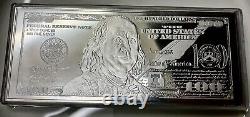 2013 $100 BENJAMIN FRANKLIN CURRENCY NOTE 4oz SILVER BAR + HARD CASE