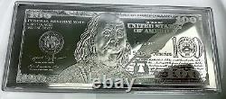 2013 $100 BENJAMIN FRANKLIN CURRENCY NOTE 4oz SILVER BAR + HARD CASE