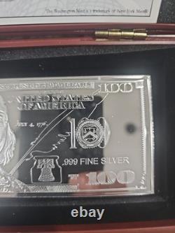2013 $100 FRANKLIN CURRENCY NOTE 4oz. 999 FINE SILVER BAR + HARD CASE WITH COA 2013 $100 FRANKLIN CURRENCY NOTE 4oz. 999 FINE SILVER BAR + HARD CASE WITH COA