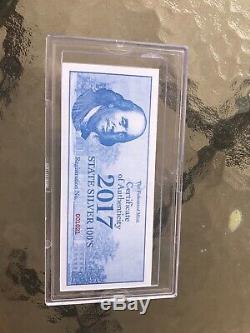 2017 Ben Franklin Proof $100 Dollar Bill 1 Troy Ounce. 999 Fine Silver Bar Nr