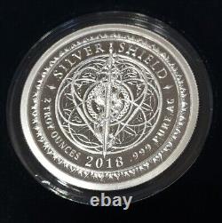 2018 PROOF SILVER SHIELD 2 OZ. 999 SILVER WINTER IS HERE WithBOX & COA