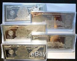 2019 5 X PROOF 4oz CURRENCY SILVER BARS + AIR-TITES = 20 ozs FRANKLIN $100