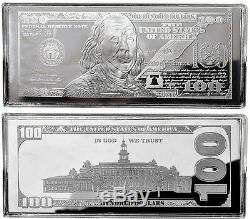 2019 5 X PROOF 4oz CURRENCY SILVER BARS + AIR-TITES = 20 ozs FRANKLIN $100