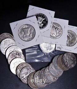 20 Silver Halves 90% GREAT MIX Barber Walking Franklin Kennedy & $10 Face Coin