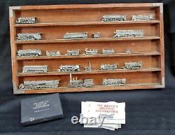21 FRANKLIN MINT PEWTER TRAINS THE WORLD'S GREATEST LOCOMOTIVE WithWOOD DISPLAY