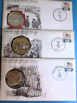 22- Great Historic Sites Of America 1st Day Cover Sterling Silver Proof Medals