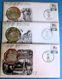 22- Great Historic Sites Of America 1st Day Cover Sterling Silver Proof Medals