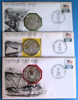 22- Great Historic Sites Of America 1st Day Cover Sterling Silver Proof Medals