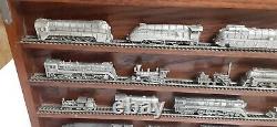 25 FRANKLIN MINT PEWTER TRAINS THE WORLD'S GREATEST LOCOMOTIVE WithWOOD DISPLAY