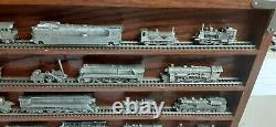 25 FRANKLIN MINT PEWTER TRAINS THE WORLD'S GREATEST LOCOMOTIVE WithWOOD DISPLAY
