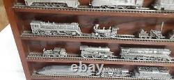 25 FRANKLIN MINT PEWTER TRAINS THE WORLD'S GREATEST LOCOMOTIVE WithWOOD DISPLAY