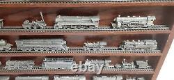 25 FRANKLIN MINT PEWTER TRAINS THE WORLD'S GREATEST LOCOMOTIVE WithWOOD DISPLAY