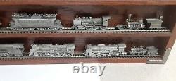 25 FRANKLIN MINT PEWTER TRAINS THE WORLD'S GREATEST LOCOMOTIVE WithWOOD DISPLAY