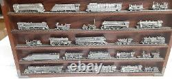 25 FRANKLIN MINT PEWTER TRAINS THE WORLD'S GREATEST LOCOMOTIVE WithWOOD DISPLAY