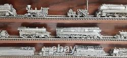 25 FRANKLIN MINT PEWTER TRAINS THE WORLD'S GREATEST LOCOMOTIVE WithWOOD DISPLAY