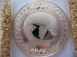 26 Gram. 925 Silver Rare Franklin Mint Proof Greek Fish Good Luck Coin + Gold