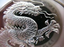 26 Grams. 925 Silver Franklin Mint Rare Proof China Dragon Good Luck Coin+gold
