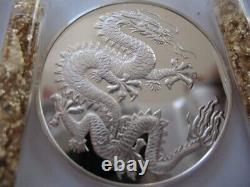 26 Grams. 925 Silver Franklin Mint Rare Proof China Dragon Good Luck Coin+gold