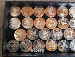 28-FRANKLIN MINT ROBERTS BIRDS 1971 STERLING SILVER PROOF COIN Missing #3,12
