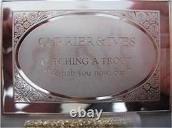 2.78-oz. 999 Pure Silver Franklin Mint Currier & Ives Catching A Trout +gold