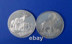 2 East African Wild Life Society Large. 925 Silver Rounds/Medals Antelopes