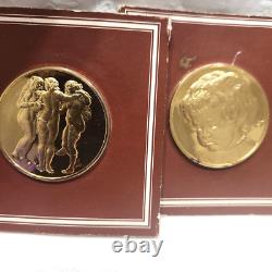 2 -Franklin Mint RUBENS Three Graces & Portrait of Boy -24K on Sterling Silver