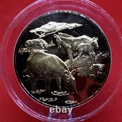 2 Oz Franklin Mint 1972 East African Zebras. 925 Sterling Silver 24kt Ep Proof