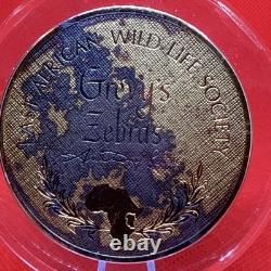 2 Oz Franklin Mint 1972 East African Zebras. 925 Sterling Silver 24kt Ep Proof