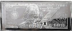 2 X 4oz SILVER CURRENCY BARS = 8 OZS DISCOUNTED! 2019 FRANKLIN $100 + COA FLAWS