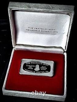2 ozt 1973 Franklin Mint Christmas Carolers. 925 SILVER Proof Art Bar (COA)