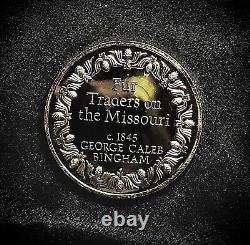 2 ozt Franklin Mint Fur Traders on the Missouri. 925 Pure SILVER Medal