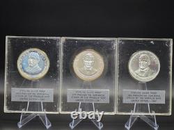 3 1967 Franklin Mint Silver Proof Medals Grant Taylor Cleveland 2.89 oz ASW OGP