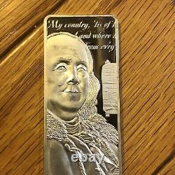 3 1 Ounce Silver Bars God Bless America E Pluribus Unum Ben Franklin. 999 Fine