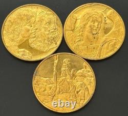 3.3 oz Gold Plated Silver Franklin Mint Masterpieces Raphael Angel Two Apostles