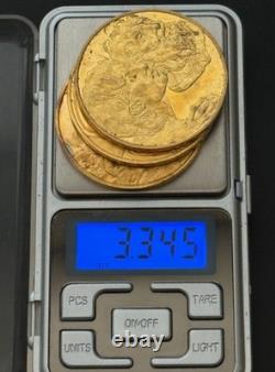 3.3 oz Gold Plated Silver Franklin Mint Masterpieces Raphael Angel Two Apostles