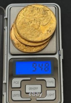 3.3 oz Gold Plated Silver Franklin Mint Masterpieces Raphael Angel Two Apostles