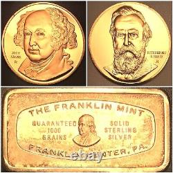 3 FRANKLIN MINT. 925 Sterling Silver Medals. 24K Gold Plated 148 Gram Proof Lot