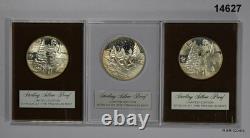 3 Franklin Mint Sterling Silver Christmas Medals In Cases #14627