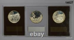 3 Franklin Mint Sterling Silver Christmas Medals In Cases #14627