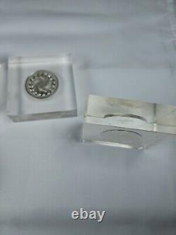 3 Franklin Mint Sterling Silver Coins in Lucite Paperweights Peace, UN