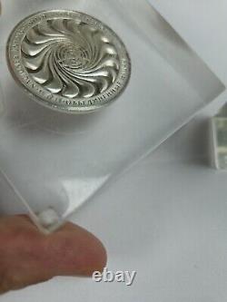 3 Franklin Mint Sterling Silver Coins in Lucite Paperweights Peace, UN