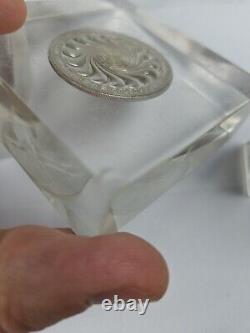 3 Franklin Mint Sterling Silver Coins in Lucite Paperweights Peace, UN