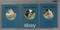 3 Franklin Mint Sterling Silver Eyewitness Medals Gem! #14601