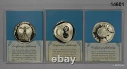 3 Franklin Mint Sterling Silver Eyewitness Medals Gem! #14601