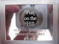 3+ Oz. 925 Silver Norman Rockwell Fondest Memories Fun On The Hill Art Bar + Gold