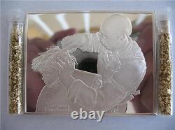 3 Oz. 925 Solid Silver Norman Rockwell Fondest Memories Ingot (barber) + Gold