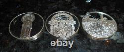 3 Vintage. 925 Silver Franklin Mint 100 Greatest Masterpieces 100,8,22 -6.36 ozt
